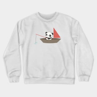 Cute Panda Fishing In A Boat T-Shirt Crewneck Sweatshirt